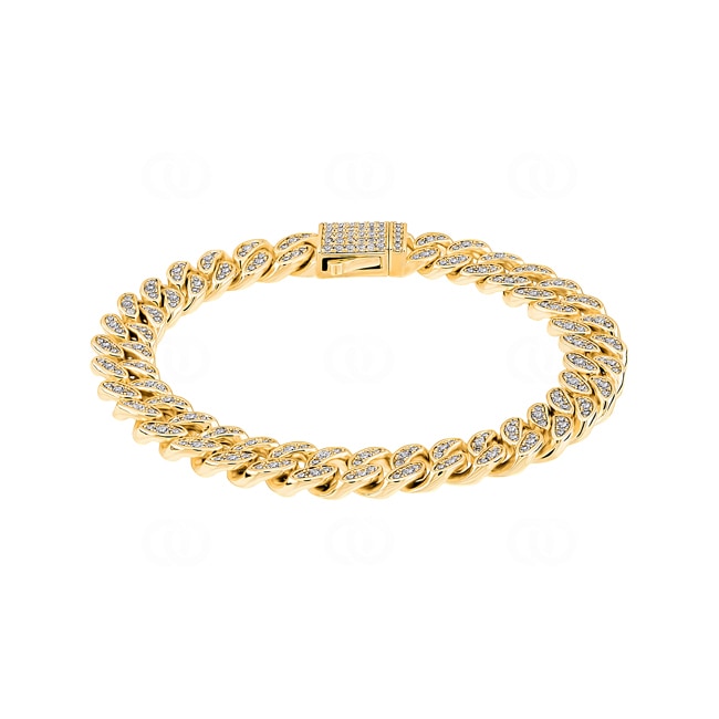 8mm Cuban Link Panzerarmband Gelb vergoldet mit Zirkonia - AR0021-G-8MM