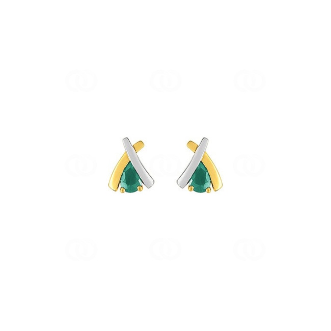 Ohrstecker 750/18 K Gelbgold mit Smaragd - IH215BE