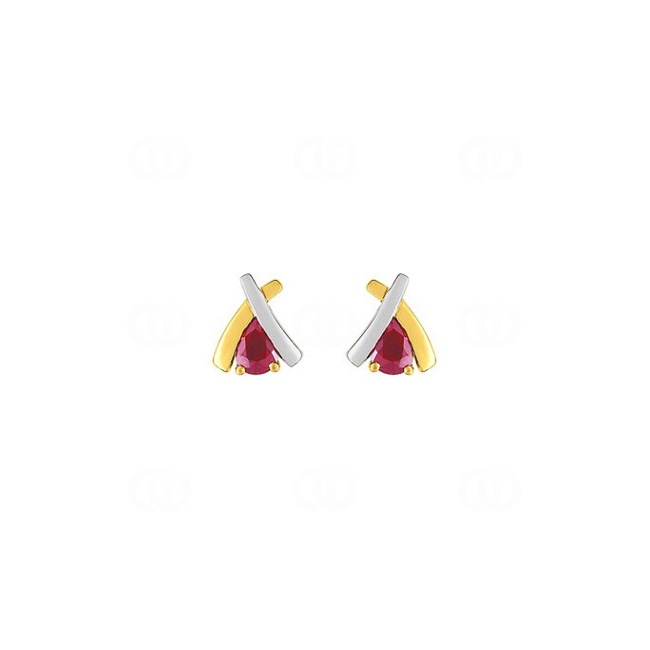 Clous d'oreilles or jaune 750/18 ct avec rubis - IH215BR