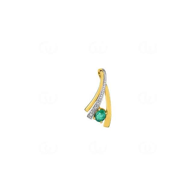 Pendentif or jaune 750/18 ct avec émeraude & diamant 0.01ct. - MA144BEB5