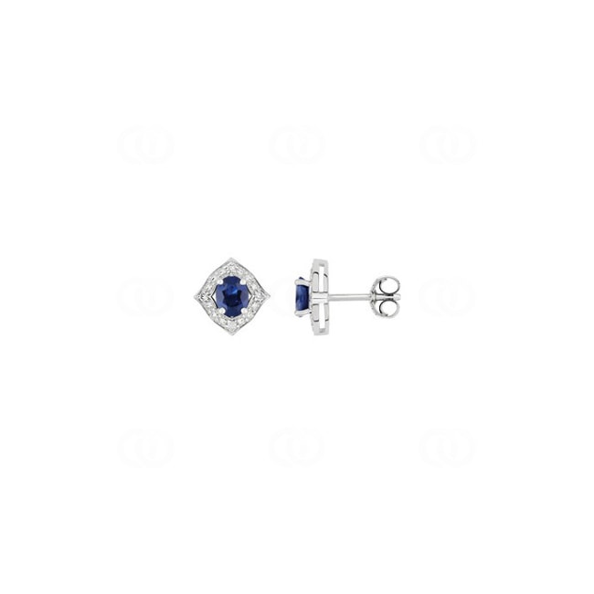 Clous d'oreilles or gris 750/18 ct avec saphir 0.95ct. et diamants 0.04ct. - MA202GSB4