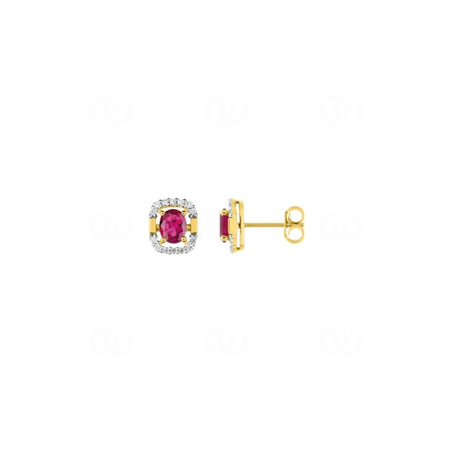 Ohrstecker 750/18 K Gelbgold mit Rubin und Diamanten 0.13ct. - MB216BRB3