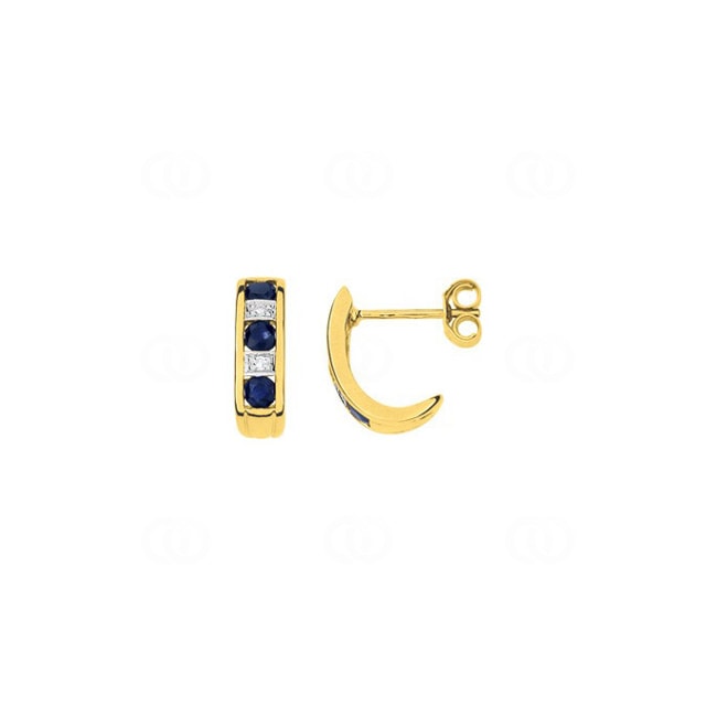 Earrings 750/18 K Yellow Gold with Sapphires and Diamonds 0.02ct. - MV253BSB5