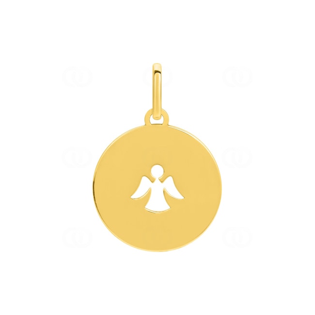 Plakette 750/18 K Gelbgold Engel Ø 15mm - P146