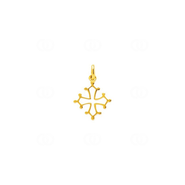 Pendant 750/18 K Yellow Gold Occitan Cross 17x17mm - P2