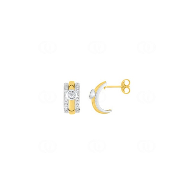 Boucles d'oreilles or bicolore 750/18 ct avec diamants 0.068ct. H/p1 - QZ228XB4