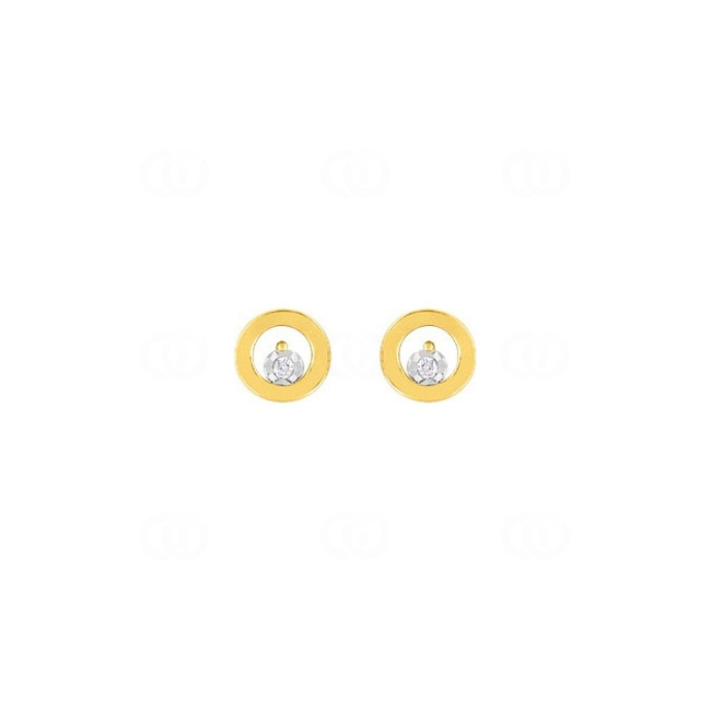 Clous d'oreilles or jaune 750/18 ct avec diamants 0.02ct. H/p1 - RC254XB4