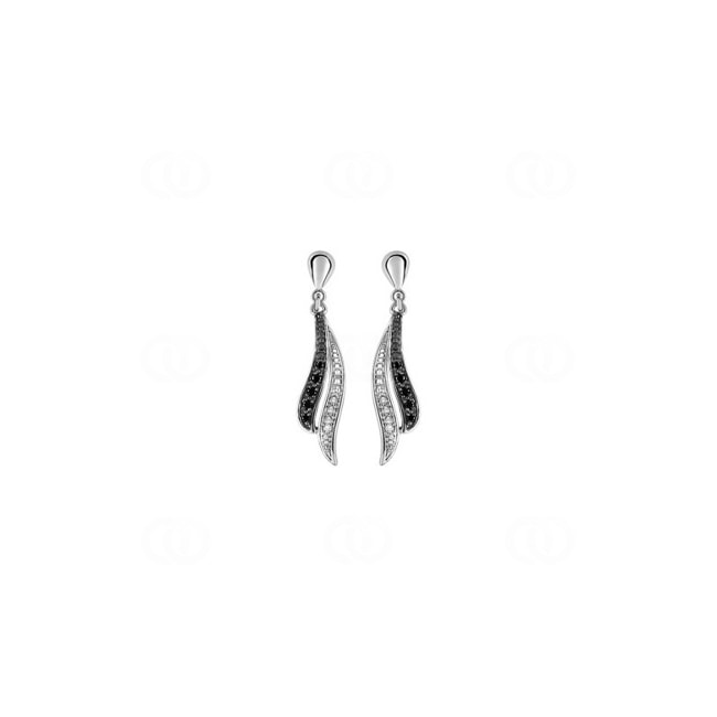 Boucles d'oreilles pendantes or gris 750/18 ct avec diamants 0.08ct. H/p1 - RJ308DBX