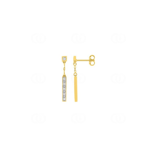 Boucles d'oreilles pendantes or jaune 750/18 ct avec diamants 0.06ct. H/p1 - RX313BB4