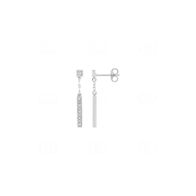 Boucles d'oreilles pendantes or gris 750/18 ct avec diamants 0.06ct. H/p1 - RX313GB4