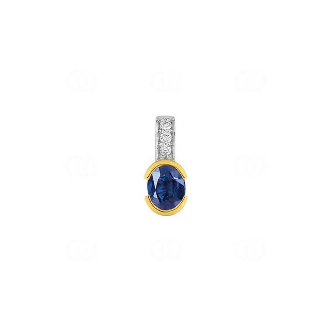 Pendant 750/18 K Yellow Gold with Sapphire and Diamonds 0.02ct. - S18.12101