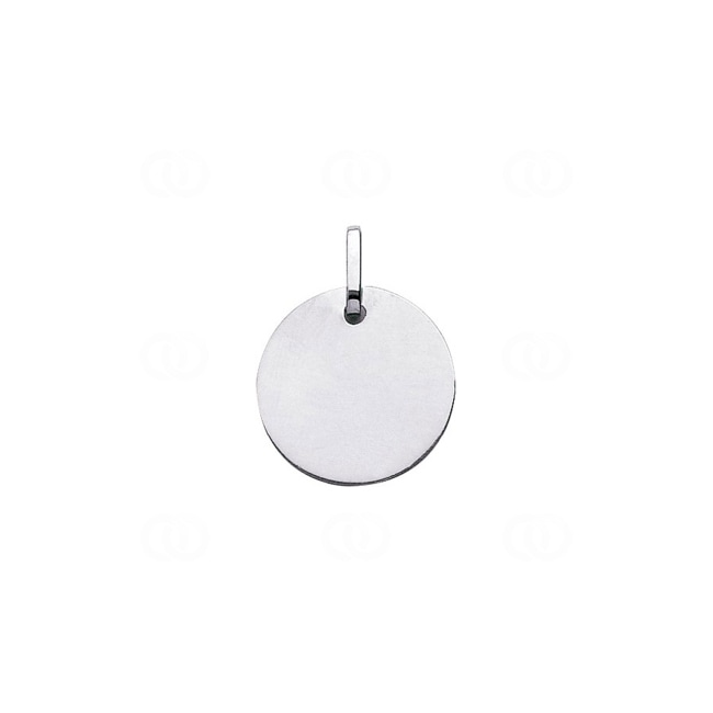 Engravable Pendant 750/18 K White Gold round Ø 18mm - V5G