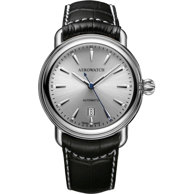 Aerowatch 1942 Automatic en cuir noir - A 60900 AA19