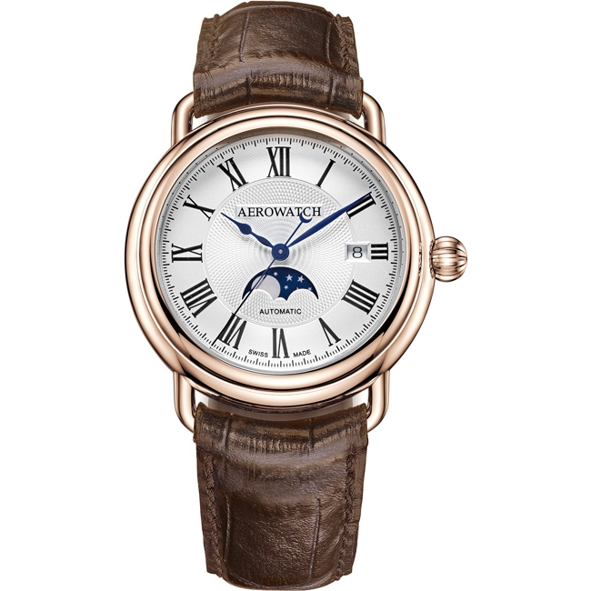 Aerowatch 1942 Automatic Moon Phase Rose - A 77983 RO01
