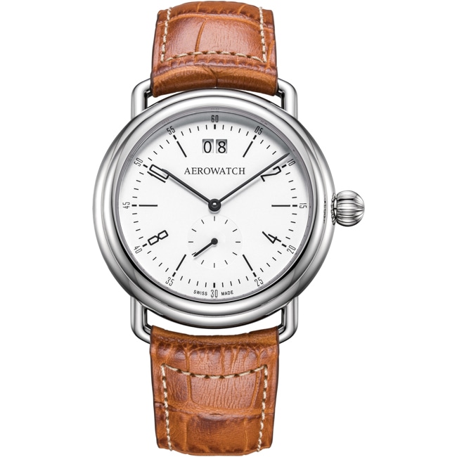 Aerowatch 1942 Big Date en cuir brun - A 41900 AA04