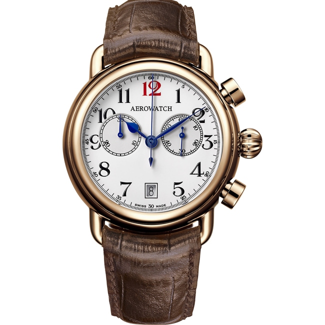 Aerowatch 1942 Chrono Brown Leather Ø 42mm - A 83926 RO04