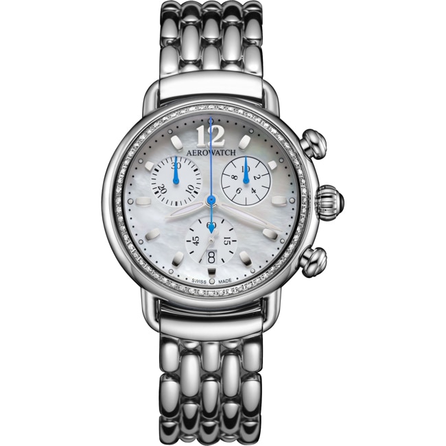 Aerowatch 1942 Chronolady Diamonds Acier inoxydable Argenté / Blanc - A 81105 AA01 DIA M