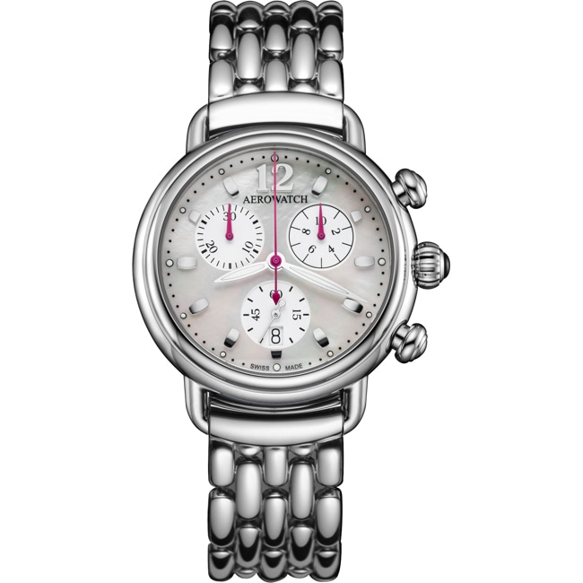 Aerowatch 1942 Chronolady Acier inoxydable Argenté / Blanc - A 81105 AA04 M