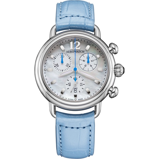 Aerowatch 1942 Chronolady Cuir bleu - A 81105 AA01