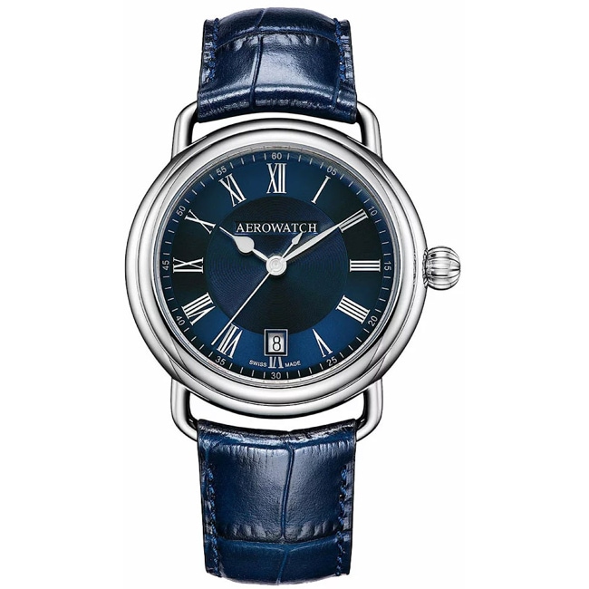 Aerowatch 1942 Elegance Leder blau - A 42900 AA29