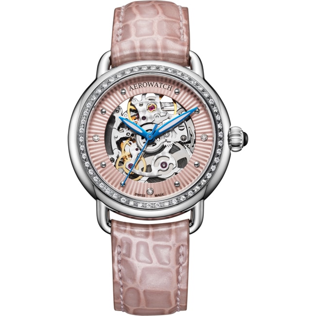Aerowatch 1942 Lady Automatic Skeleton Diamonds Rose - A 60960 AA20 DIA