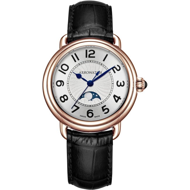 Aerowatch 1942 Lady Moon Phase Rose / Brown Leather - A 43960 RO04