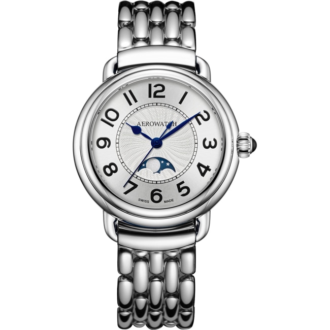 Aerowatch 1942 Lady Moon Phase Silver - A 43960 AA04 M