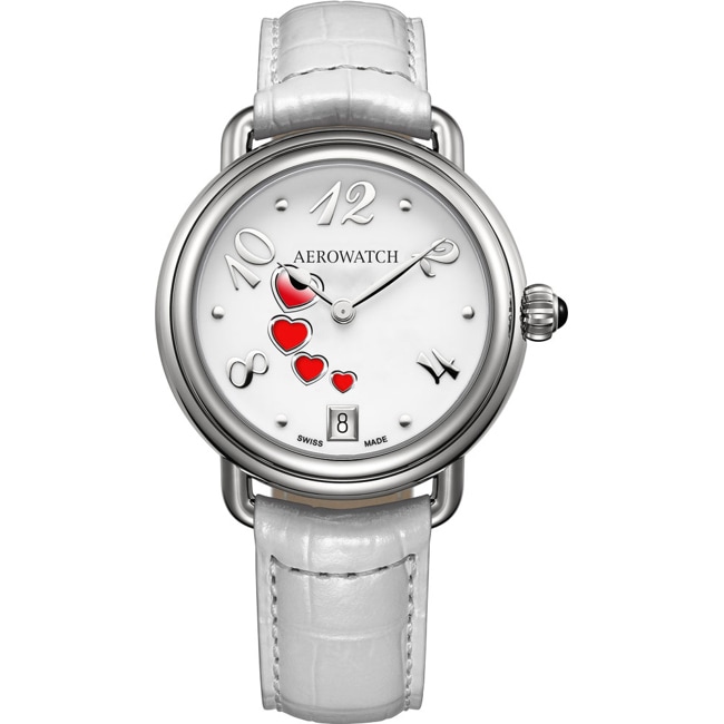 Aerowatch 1942 Lady Swirling Love Leder Weiss  - A 44960 AA22