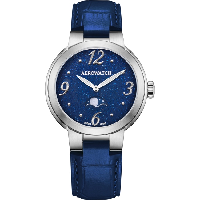 Aerowatch Harmonie Lady Moon Phase Blau 35mm - A 43107 AA02