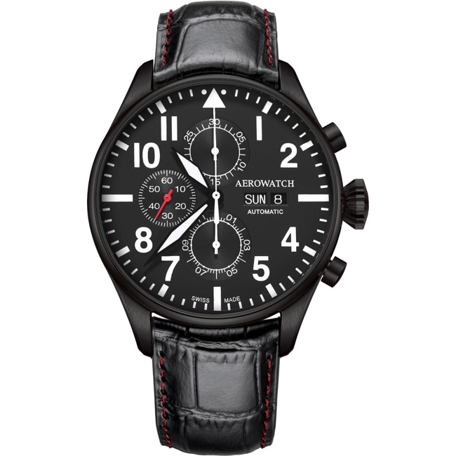Aerowatch Les Grandes Classiques Aviator Automatic Chrono Day-Date Noir - A 61989 NO09
