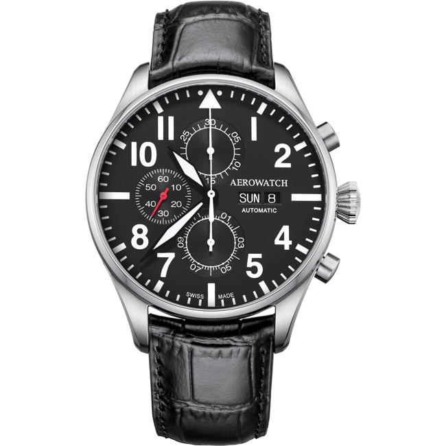 Aerowatch Les Grandes Classiques Aviator Automatic Chrono Day-Date Black - A 61989 AA09