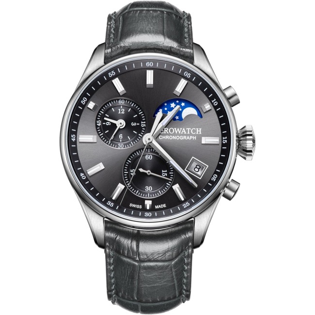 Aerowatch Les Grandes Classiques Chrono Moon Phase Grey - A 78990 AA01
