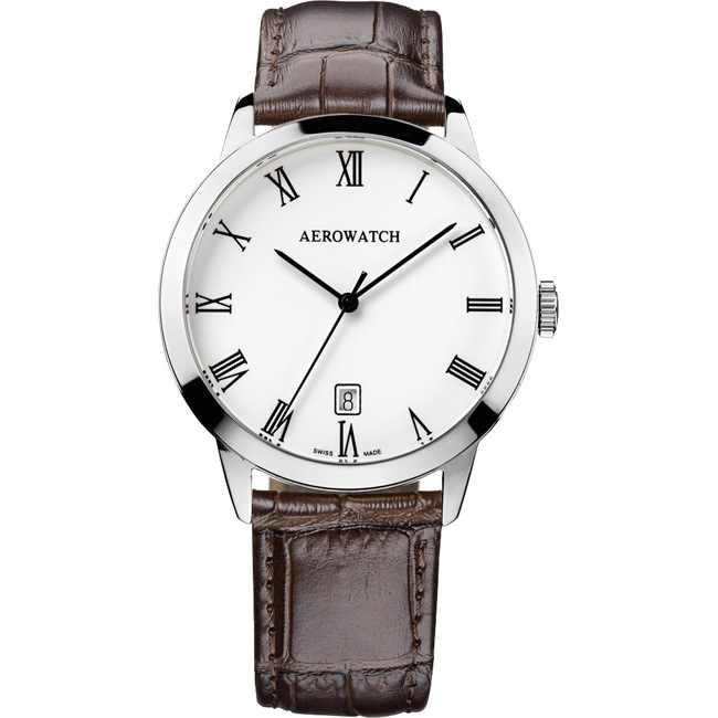 Aerowatch Les Grandes Classiques Argenté / Brun - A 42972 AA01