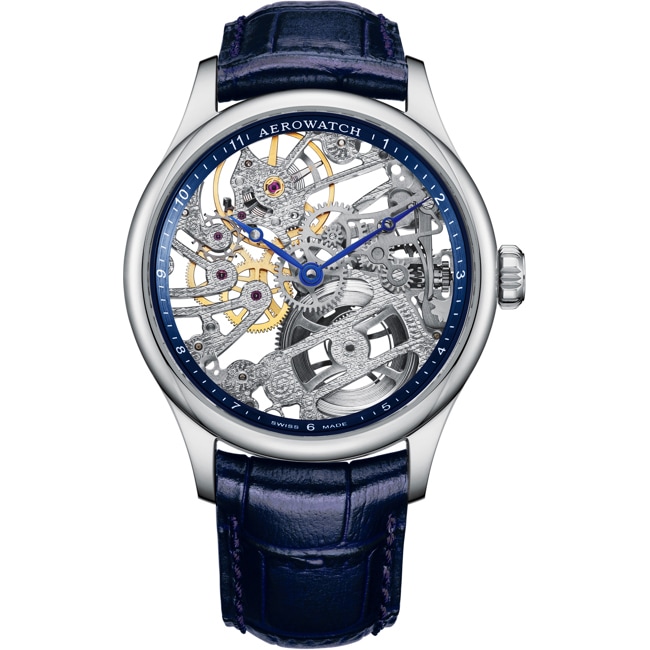 Aerowatch Renaissance Classic Skeleton Silbrig / Blau - A 50981 AA03