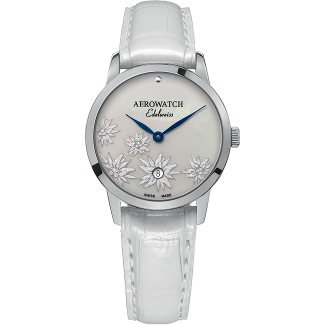 Aerowatch Renaissance Lady Edelweiss Leather - A 49978 AA12