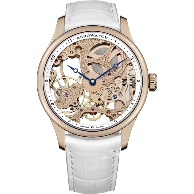 Aerowatch Renaissance Skeleton Lady Rose / White - A 57981 R113
