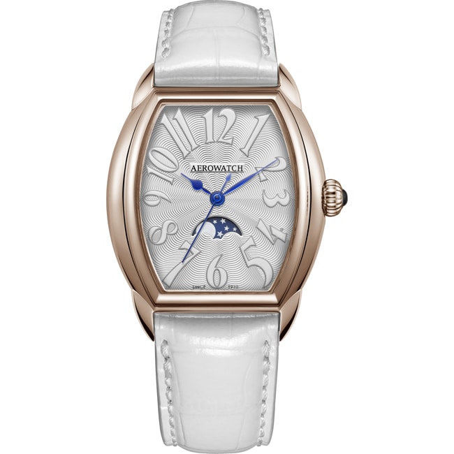 Aerowatch Streamline Lady Moon Phase White Leather - A 43958 RO08