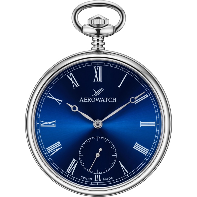 Aerowatch Taschenuhr Lépine Mechanical Silbrig / Blau Ø 48.5mm  - 50832 AA01