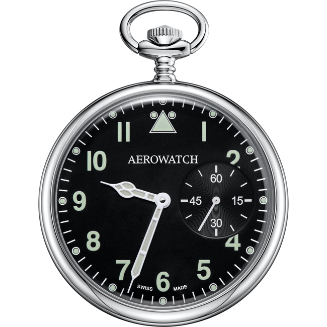 Aerowatch Taschenuhr Lépine Pilot Mechanical Silbrig / Schwarz Ø 48.5mm  - 50832 AA02