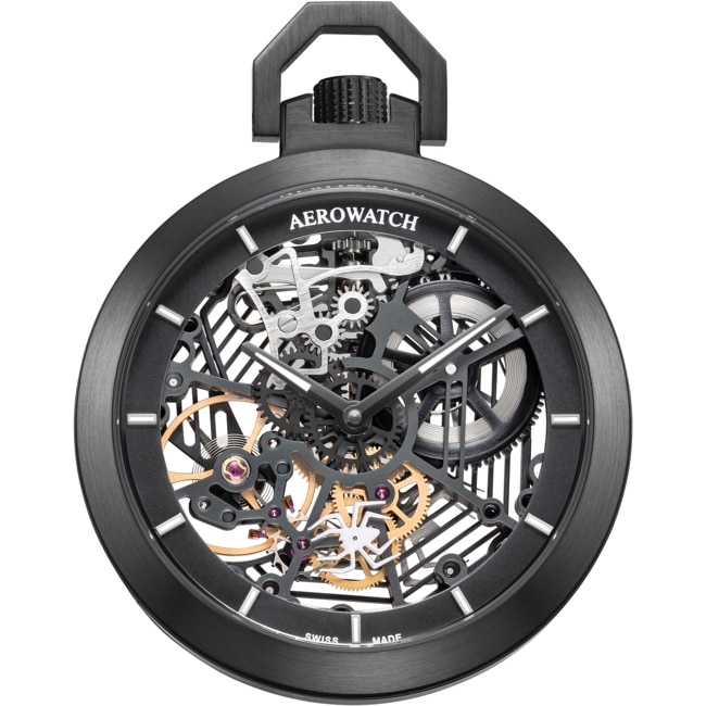Aerowatch Taschenuhr Lépine Mechanical Spider Skeleton Schwarz - 50829 NO02 SQ