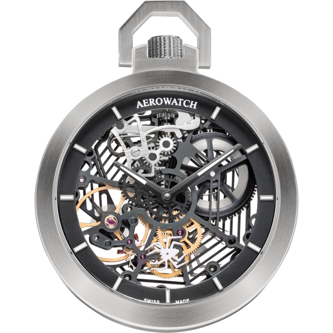 Aerowatch Taschenuhr Lépine Mechanical Spider Skeleton Silbrig - 50829 AA02 SQ