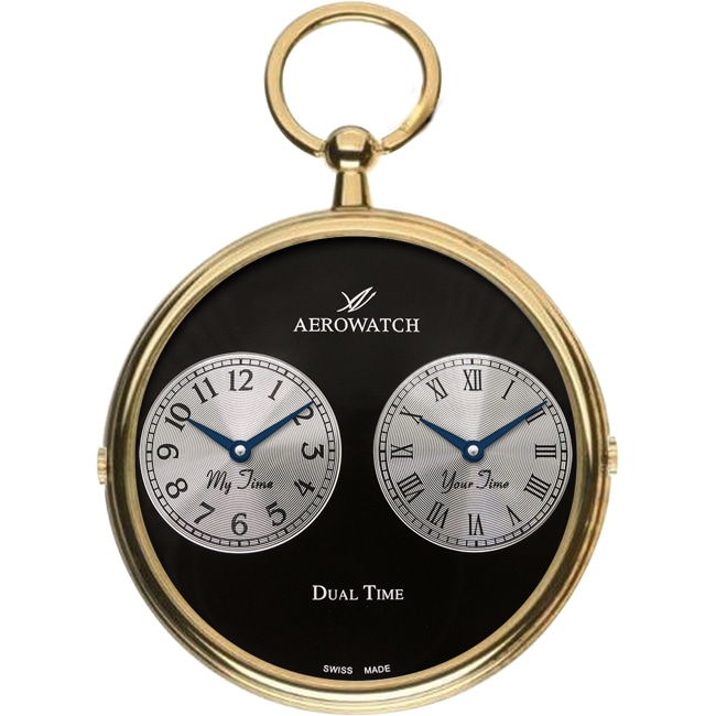 Aerowatch Montre de poche Lépine Quartz Dual Time Doré / Noir Ø 47mm - 05826 JA03