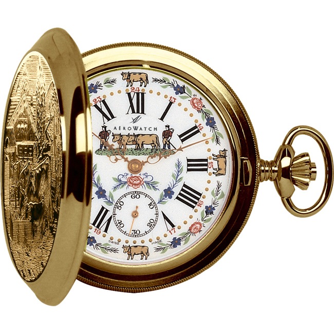 Aerowatch Taschenuhr Savonnette Mechanical Belle Epoque Goldig - 55626 J501