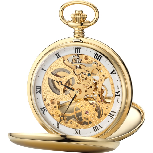 Aerowatch Pocket Watch Savonnette Skeleton Golden - 56819 J501
