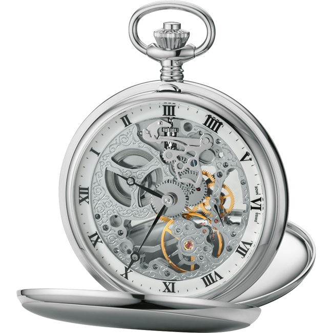 Aerowatch Pocket Watch Savonnette Skeleton Silver - 57819 AA01