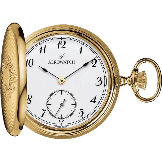 Aerowatch Taschenuhr Savonnette Mechanical Goldig Ø 50mm - 55645 JA06