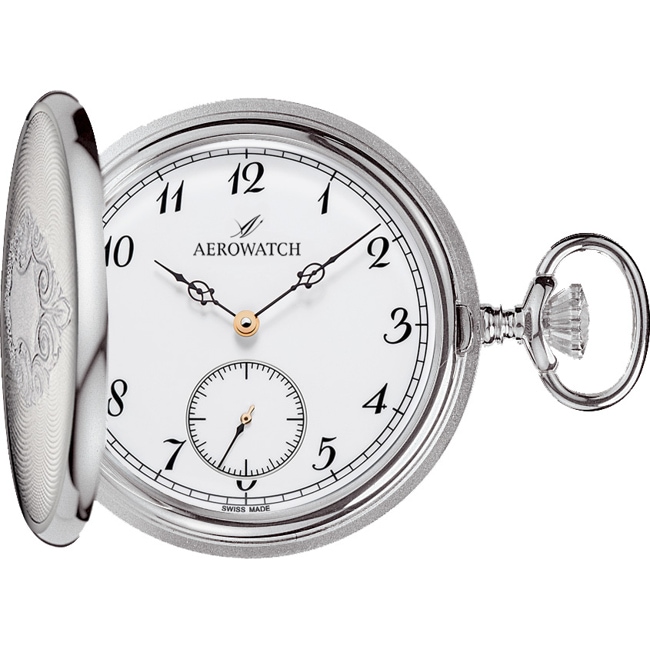 Aerowatch Pocket Watch Savonnette Mechanical Silver Ø 50mm - 55645 AG06