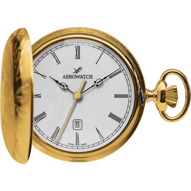 Aerowatch Pocket Watch Savonnette Quartz Golden Ø 48mm - 42796 JA01