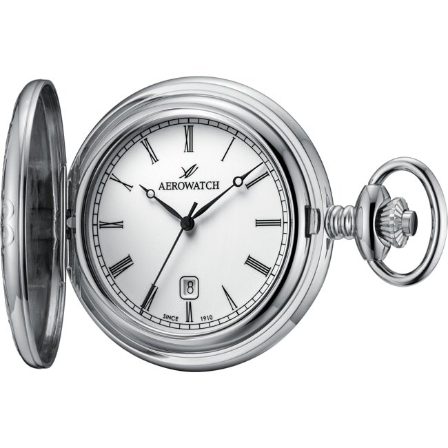 Aerowatch Pocket Watch Savonnette Quartz Silver Ø 47.50mm - 42833 PD01