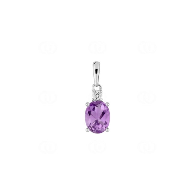 Amethyst Pendant 750/18 K White Gold with Cubic Zirconia - 3.7571.A1